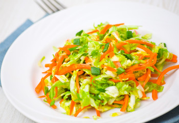 fresh vegetables salad with cabbage and carrot