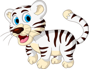 Naklejka na ściany i meble cute baby white tiger walking