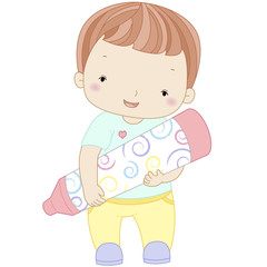 illustration of a boy with crayon