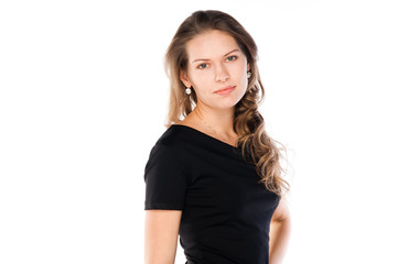 Fototapeta premium beautiful and young woman on an isolated white background