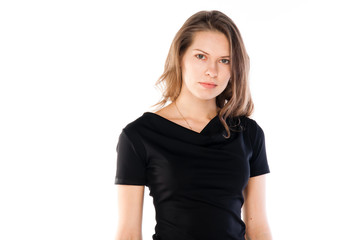 Fototapeta premium beautiful and young woman on an isolated white background
