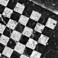 Empty old wooden chess board