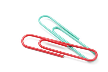 Two Paper clips on White Background
