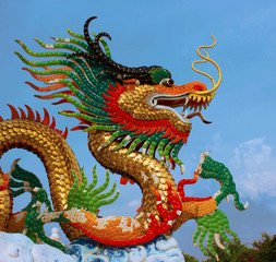 Fototapeta premium Chinese dragon statue on the park
