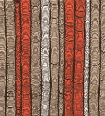 Rows of red and brown hand-drawn vertical folds