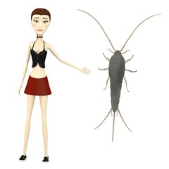 3d render of cartoon character with lepisma saccharina