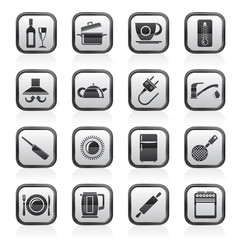 kitchen objects and accessories icons- vector icon set