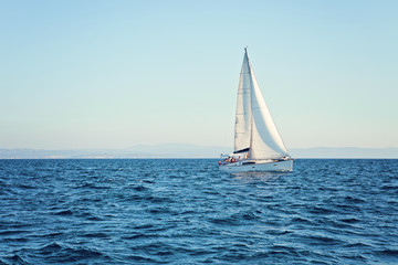 Racing yacht in the Mediterranean Sea