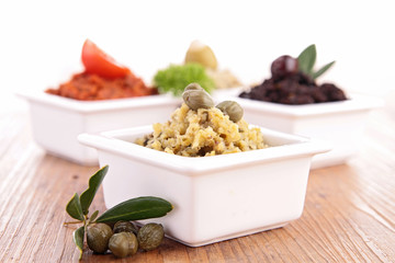 assortment of tapenade