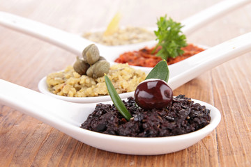 assortment of tapenade
