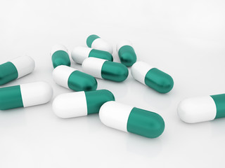 Pills isolated rendered green