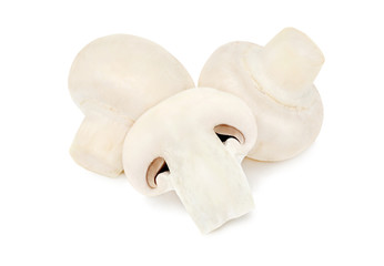 Three ripe mushrooms (isolated)