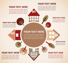 retro infographic with houses and trees