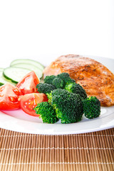 Fresh Green Broccoli with Baked Salmon