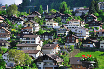 Fototapeta na wymiar Swiss village Spiez