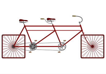 Fototapeta premium Square wheels tandem. Vector.