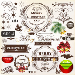 Christmas vintage calligraphic elements and page decorations