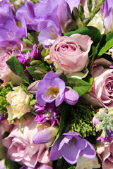 Bridal bouquet in various shades of purple