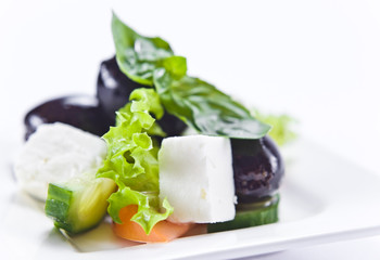 salad with cheese and black olives