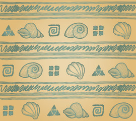 Background with shells in retro style