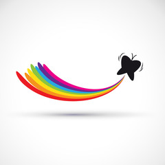 Fototapeta premium Vector logo butterfly and rainbow