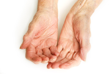 Old Lady's hands open - My mother at 90 years old