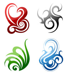 Design elements. Fire, water, grass, wind