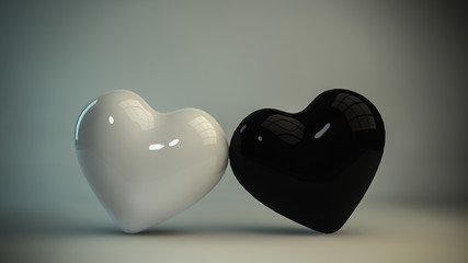 Black and white heart 3D