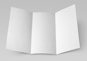 Empty window fold flyer isolated on gray with clipping path