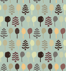 Endless drawn pattern with trees