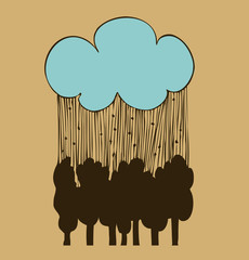 Cloud, rain and forest, icon, pictogram
