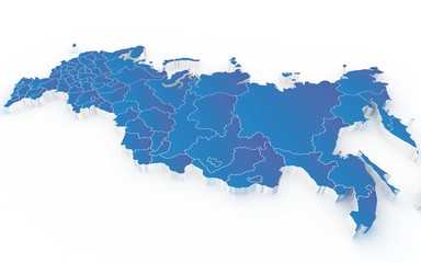 Map of Russia with regions isolated on white