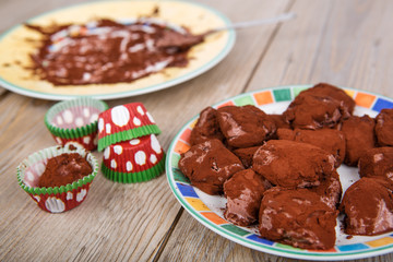 Delicious homemade chocolate truffle praline