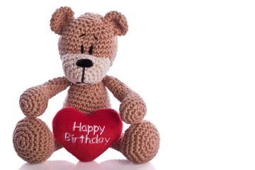 teddy bear with heart happy birthday heart pillow