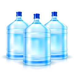 Three big bottles with clean water