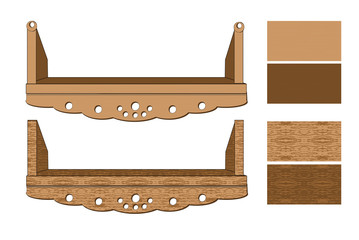 wooden shelves on a white background. vector illustration