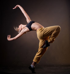 young beautiful blonde woman in motion