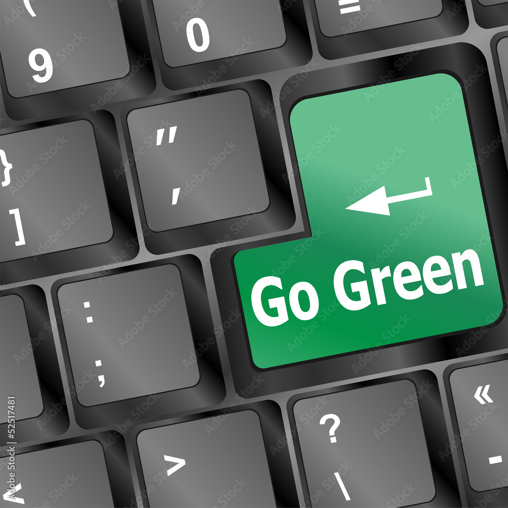 Poster a keyboard with a key reading go green