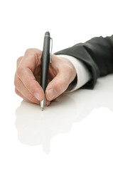 Business man hand holding a pen