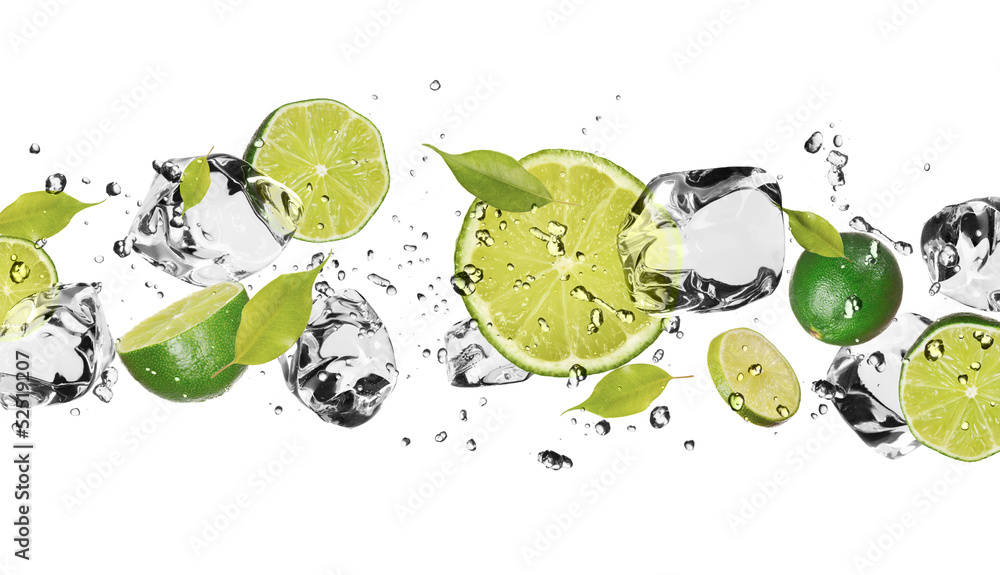 Fototapete Ice fruit on white background