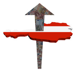 European Euros arrow and Austria map flag illustration