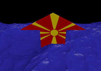 Macedonia flag arrow in abstract ocean illustration