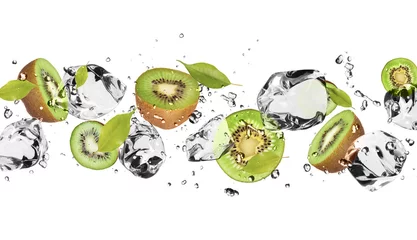 Acrylic prints Splashing water Ice fruit on white background