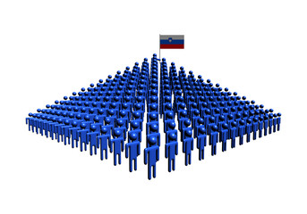 Fototapeta premium Pyramid of abstract people with Slovenia flag illustration