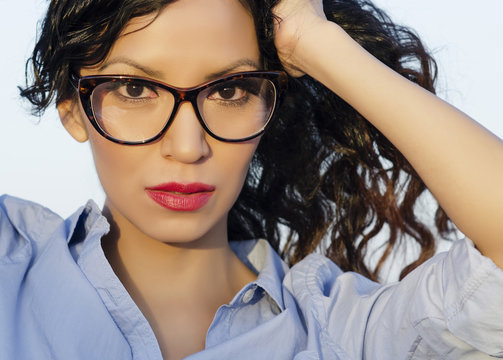 Woman Wearing Eye Wear Glasses