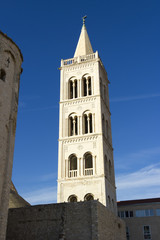 Fototapeta na wymiar Roman ruins and St. Mary church in Zadar, Croatia