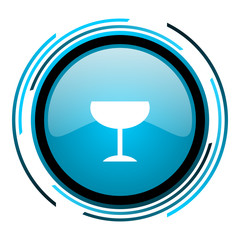 glass blue circle glossy icon