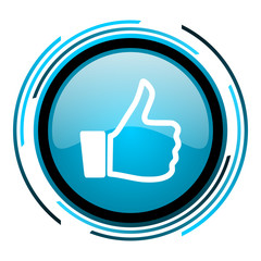 thumb up blue circle glossy icon
