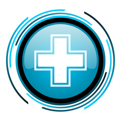 pharmacy blue circle glossy icon