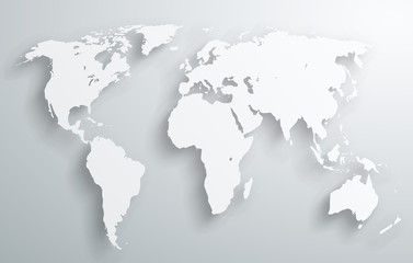 Fototapeta na wymiar World map design with vector shadows